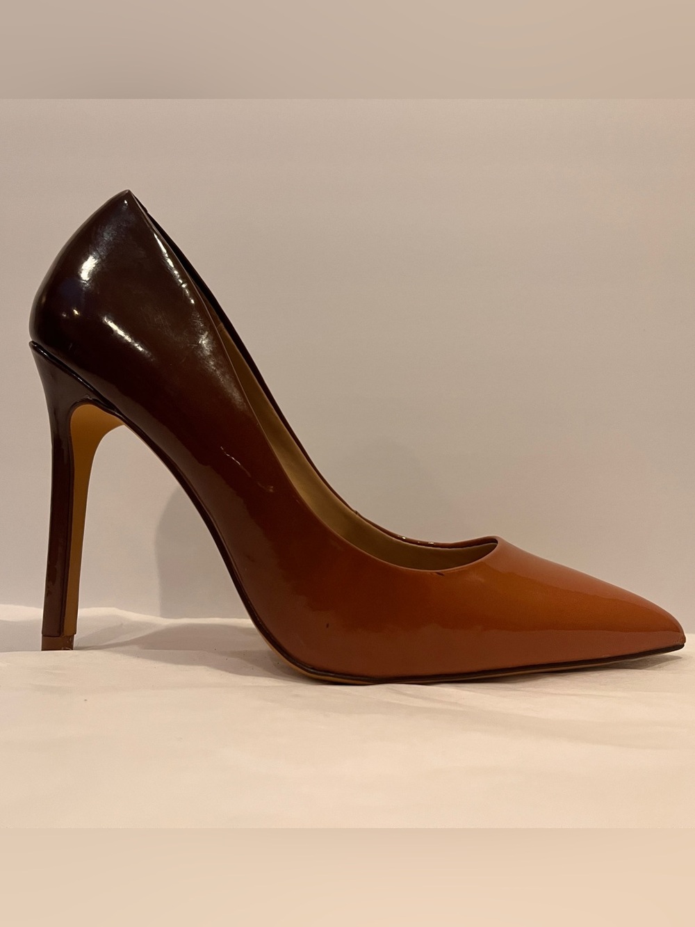 Aldo Two-Tone Brown Patent Pointed Pump